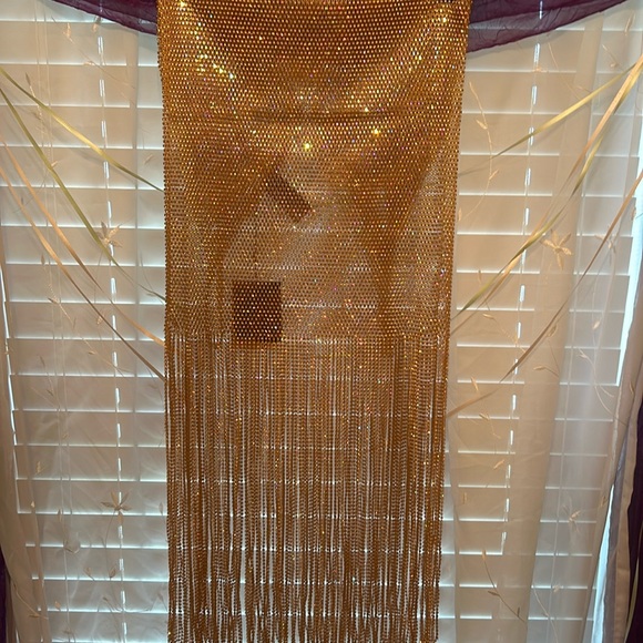 ZARA PINK GOLD RHINESTONE MESH DRESS - Picture 16 of 16